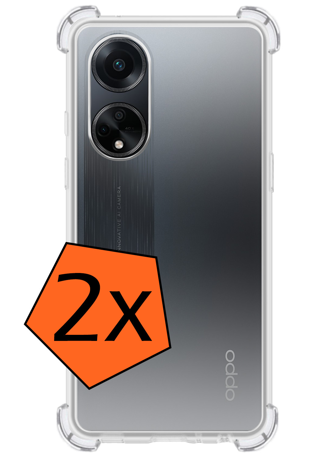 Nomfy Hoesje Geschikt voor OPPO A98 Hoesje Shock Proof Cover Case Shockproof - Hoes Geschikt voor OPPO A98 Hoes Siliconen Back Case - Transparant - 2 PACK
