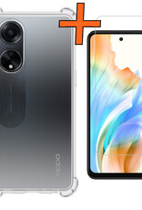 Nomfy Hoesje Geschikt voor OPPO A98 Hoesje Shock Proof Cover Case Shockproof Met Screenprotector - Hoes Geschikt voor OPPO A98 Hoes Siliconen Back Case - Transparant