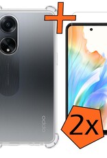 Nomfy Hoesje Geschikt voor OPPO A98 Hoesje Shock Proof Cover Case Shockproof Met 2x Screenprotector - Hoes Geschikt voor OPPO A98 Hoes Siliconen Back Case - Transparant