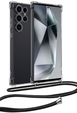 BASEY. Hoes Geschikt voor Samsung S24 Ultra Hoesje Shock Proof Case Met Koord Shock Hoes Met Koord - Hoesje Geschikt voor Samsung Galaxy S24 Ultra Hoes Cover Met Koord - Transparant