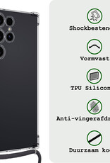 BASEY. Hoes Geschikt voor Samsung S24 Ultra Hoesje Shock Proof Case Met Koord Shock Hoes Met Koord - Hoesje Geschikt voor Samsung Galaxy S24 Ultra Hoes Cover Met Koord - Transparant