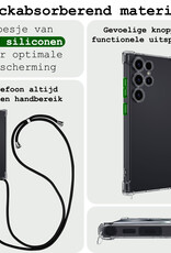 BASEY. Hoes Geschikt voor Samsung S24 Ultra Hoesje Shock Proof Case Met Koord Shock Hoes Met Koord - Hoesje Geschikt voor Samsung Galaxy S24 Ultra Hoes Cover Met Koord - Transparant