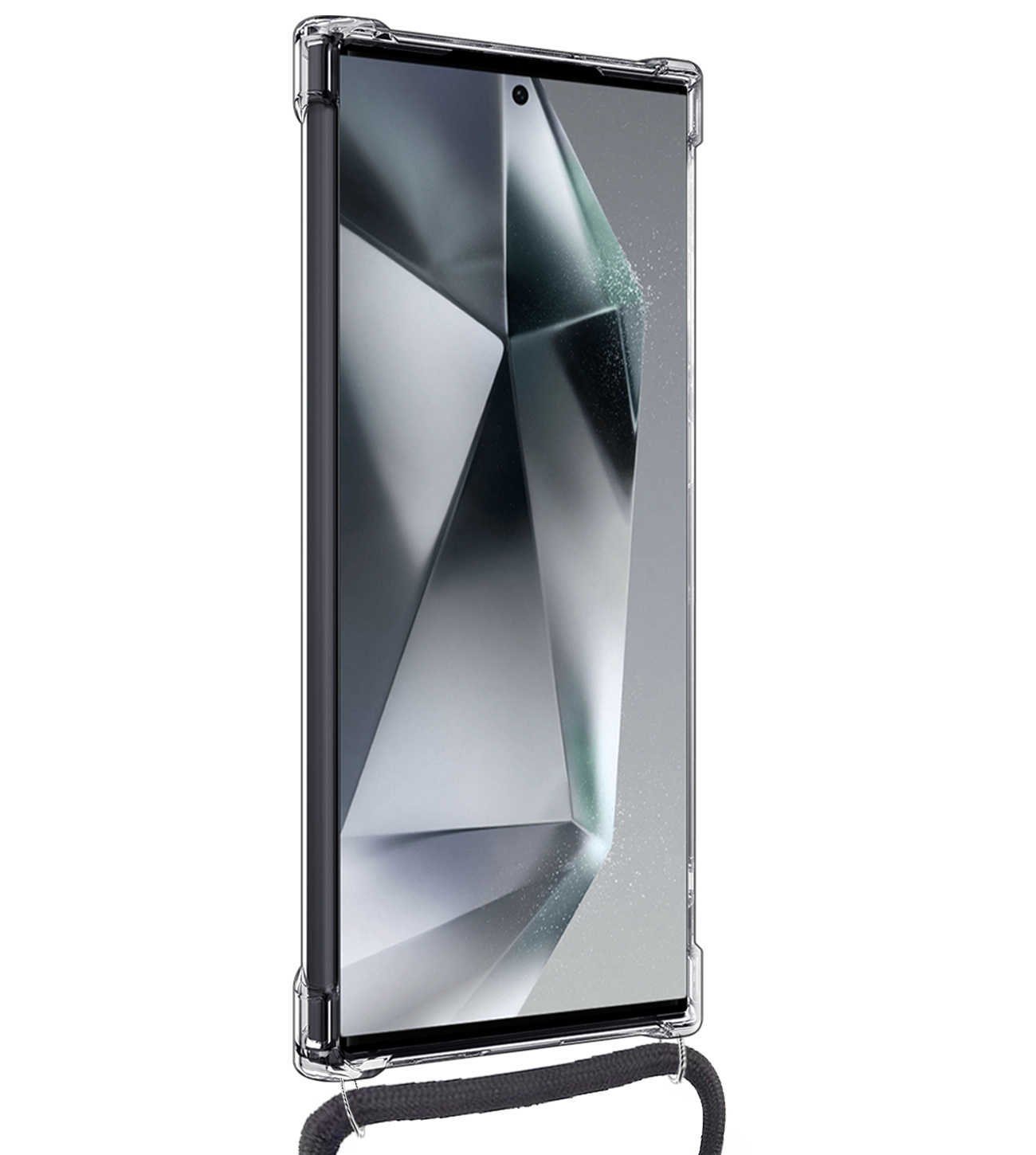 BASEY. Hoes Geschikt voor Samsung S24 Ultra Hoesje Shock Proof Case Met Koord Shock Hoes Met Koord - Hoesje Geschikt voor Samsung Galaxy S24 Ultra Hoes Cover Met Koord - Transparant