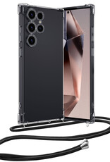 Nomfy Hoesje Geschikt voor Samsung S24 Ultra Hoesje Shock Proof Transparant Met Telefoonketting Case Shock Koord - Hoesje Geschikt voor Samsung Galaxy S24 Ultra Shock Proof Case Met Koord - Transparant