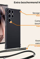 Nomfy Hoesje Geschikt voor Samsung S24 Ultra Hoesje Shock Proof Transparant Met Telefoonketting Case Shock Koord - Hoesje Geschikt voor Samsung Galaxy S24 Ultra Shock Proof Case Met Koord - Transparant