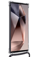 Nomfy Hoesje Geschikt voor Samsung S24 Ultra Hoesje Shock Proof Transparant Met Telefoonketting Case Shock Koord - Hoesje Geschikt voor Samsung Galaxy S24 Ultra Shock Proof Case Met Koord - Transparant