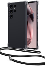 NoXx Hoes Geschikt voor Samsung S24 Ultra Hoesje Transparant Met Telefoonkoord Cover Shock Proof Case Koord Hoes