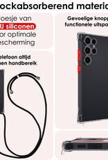 NoXx Hoes Geschikt voor Samsung S24 Ultra Hoesje Transparant Met Telefoonkoord Cover Shock Proof Case Koord Hoes