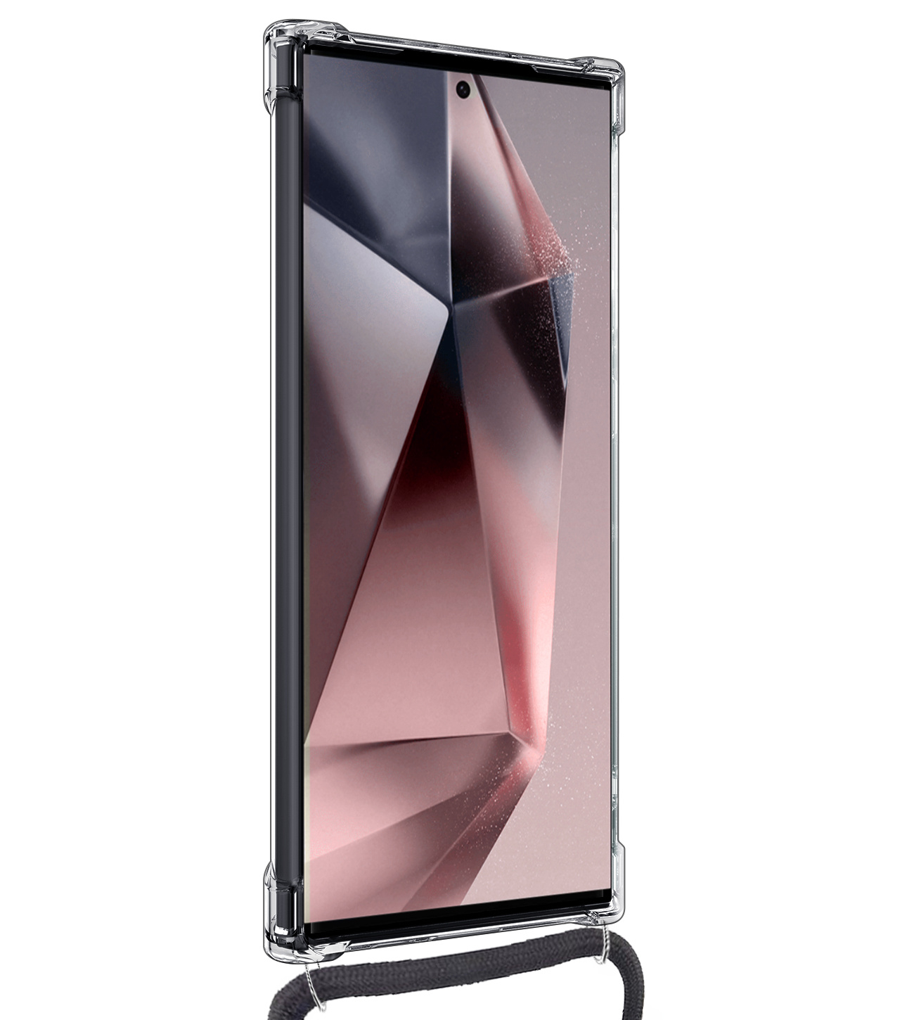 NoXx Hoes Geschikt voor Samsung S24 Ultra Hoesje Transparant Met Telefoonkoord Cover Shock Proof Case Koord Hoes