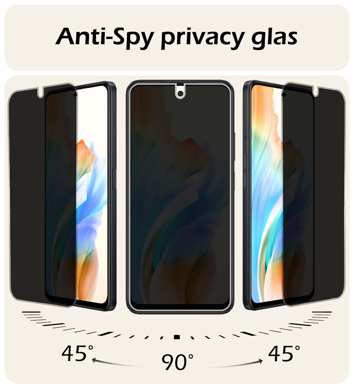 Nomfy Screenprotector Geschikt voor OPPO A98 Screenprotector Privacy Bescherm Glas - Screenprotector Geschikt voor OPPO A98 Privacy Screenprotector Tempered Glass - 3 PACK