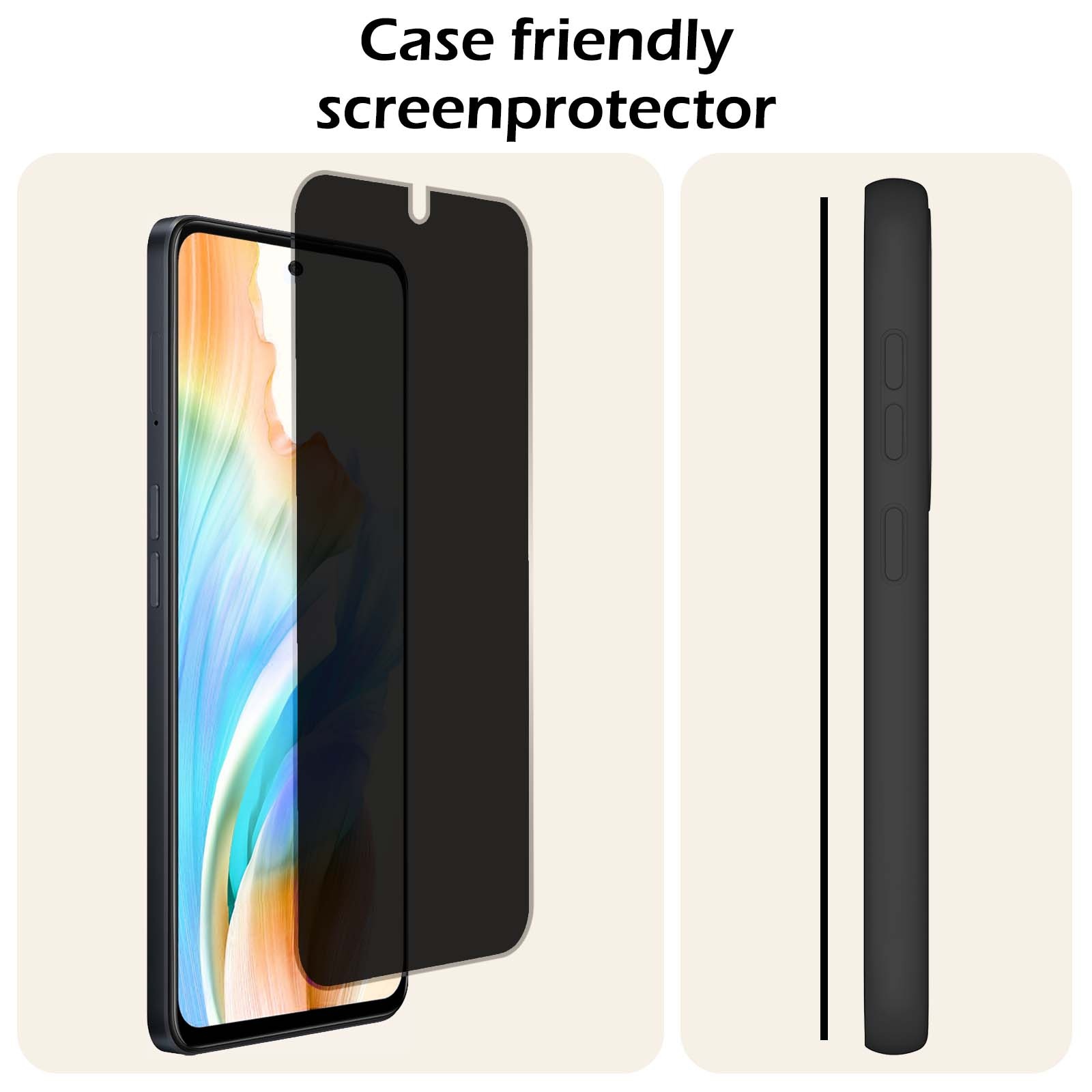Nomfy Screenprotector Geschikt voor OPPO A98 Screenprotector Privacy Bescherm Glas - Screenprotector Geschikt voor OPPO A98 Privacy Screenprotector Tempered Glass - 3 PACK