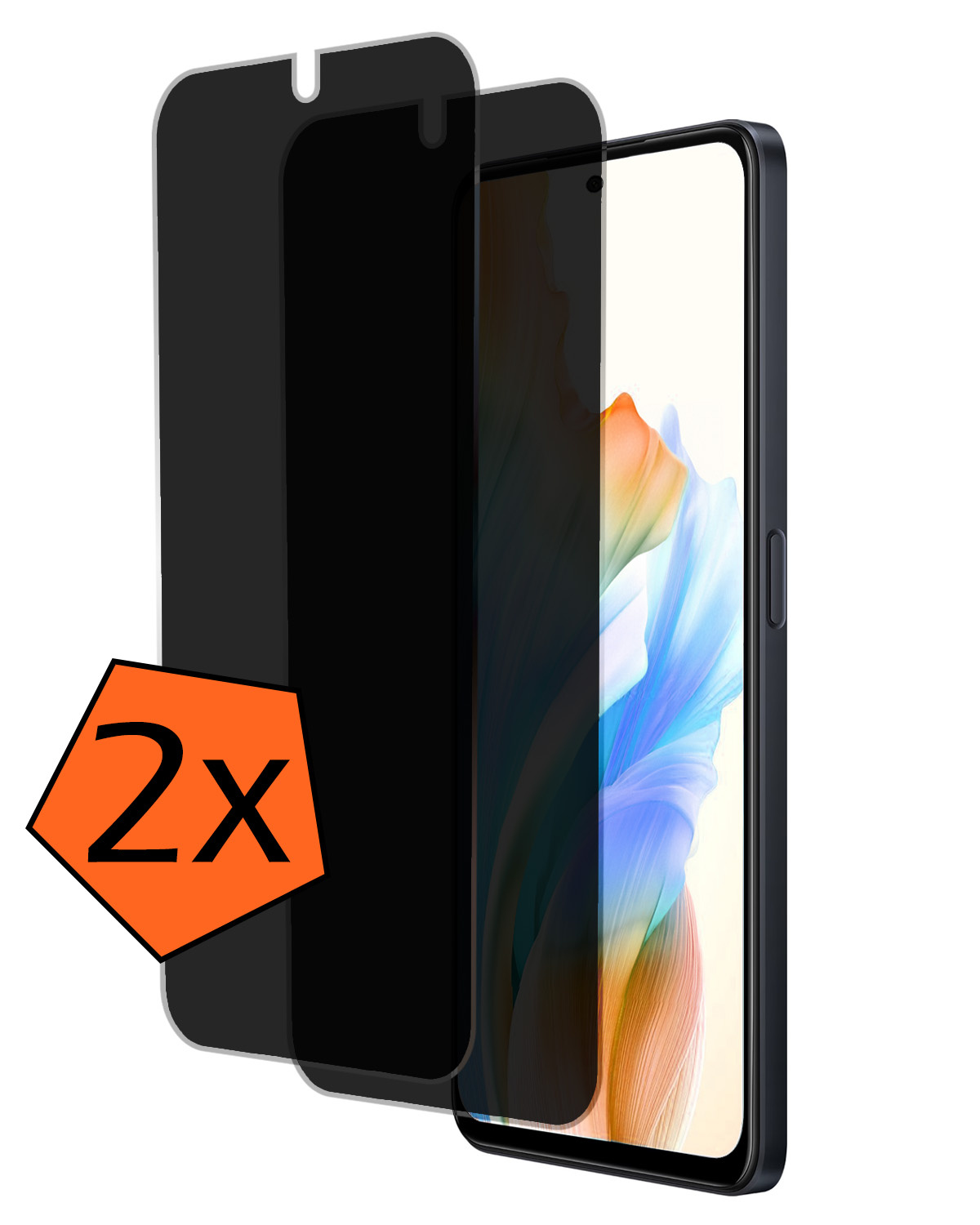 Nomfy Screenprotector Geschikt voor OPPO A98 Screenprotector Privacy Bescherm Glas - Screenprotector Geschikt voor OPPO A98 Privacy Screenprotector Tempered Glass - 2 PACK
