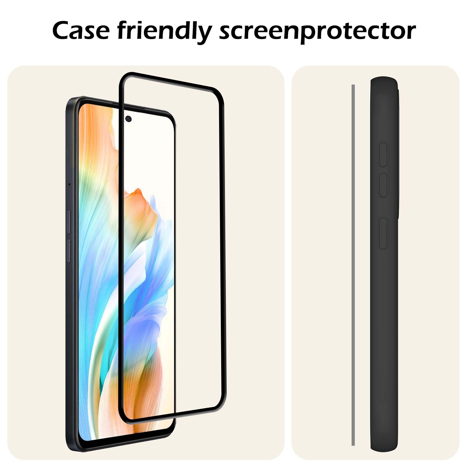 Nomfy Screenprotector Geschikt voor OPPO A98 Screenprotector Bescherm Glas - Screenprotector Geschikt voor OPPO A98 Screen Protector Tempered Glass Full Screen Full Cover - 2 PACK