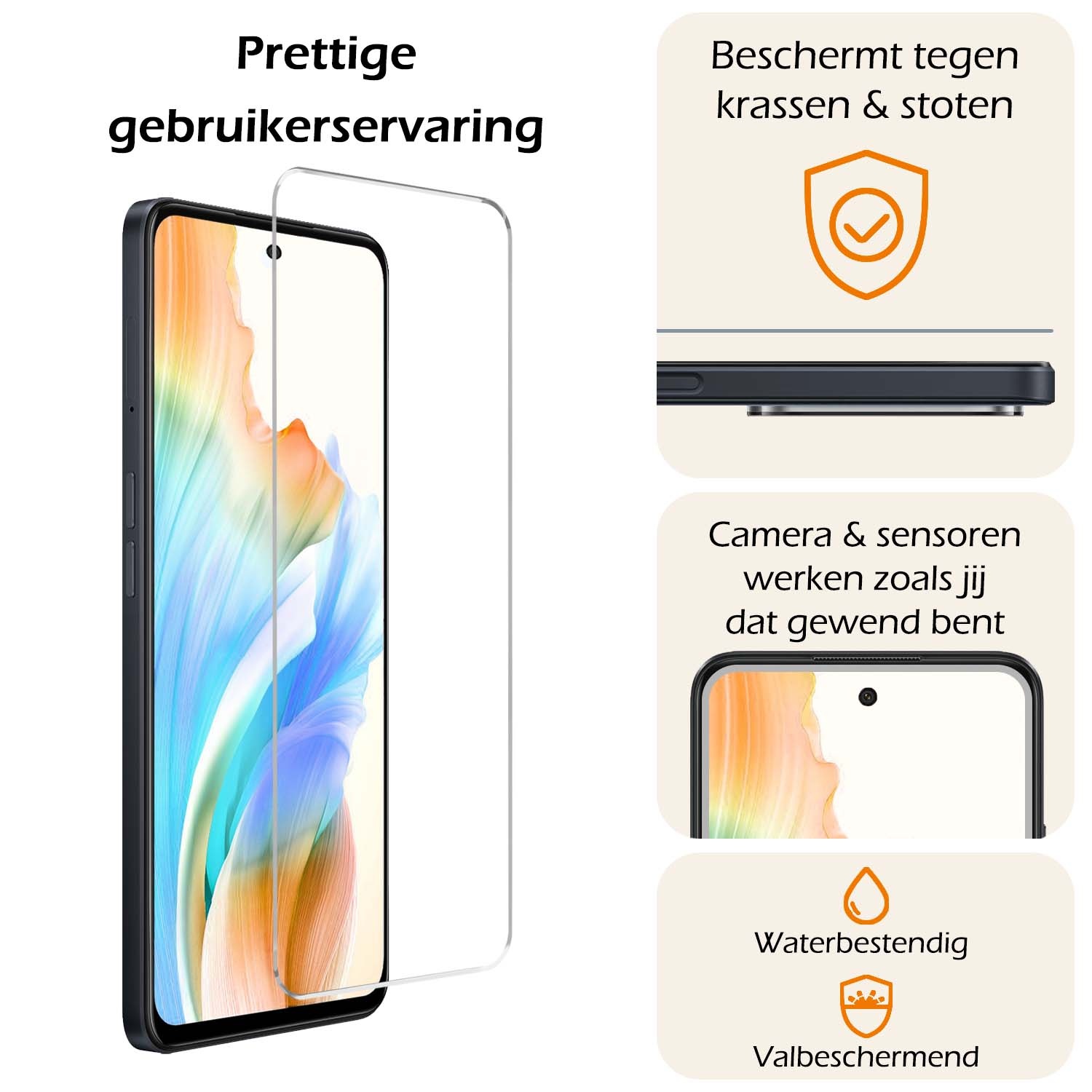 Nomfy Screenprotector Geschikt voor OPPO A98 Screenprotector Bescherm Glas Tempered Glass - Screenprotector Geschikt voor OPPO A98 Screen Protector