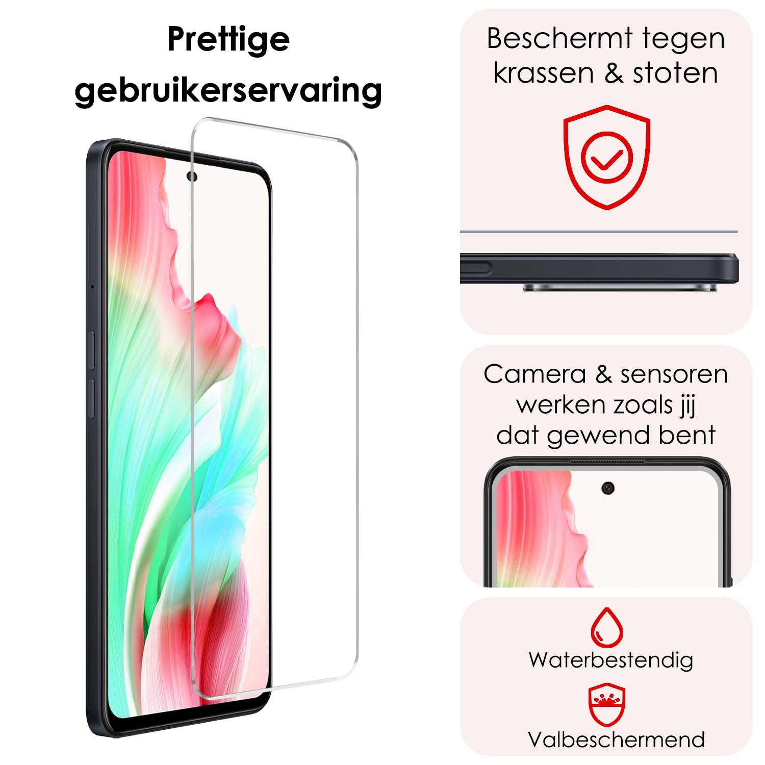 NoXx Hoes Geschikt voor OPPO A98 Hoesje Siliconen Cover Shock Proof Back Case Shockproof Hoes Met Screenprotector - Transparant
