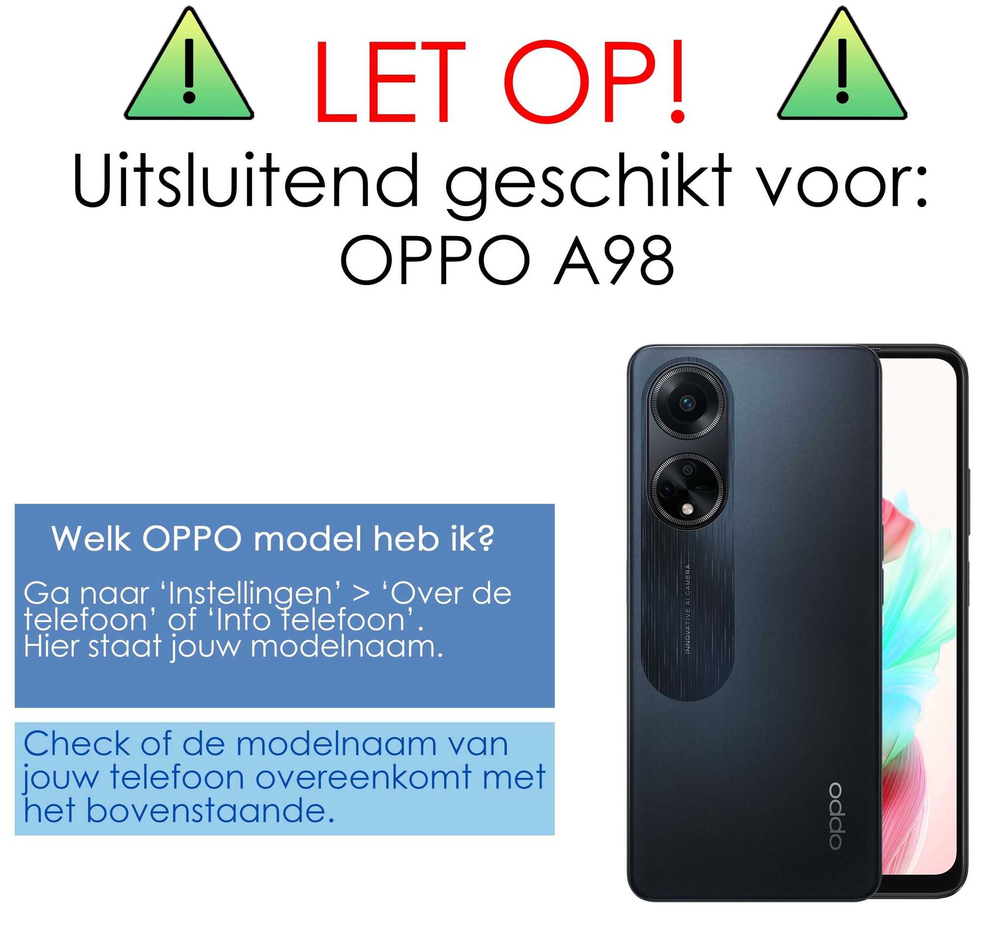 NoXx Screenprotector Geschikt voor OPPO A98 Screenprotector Tempered Glass Gehard Glas Beschermglas - 2x