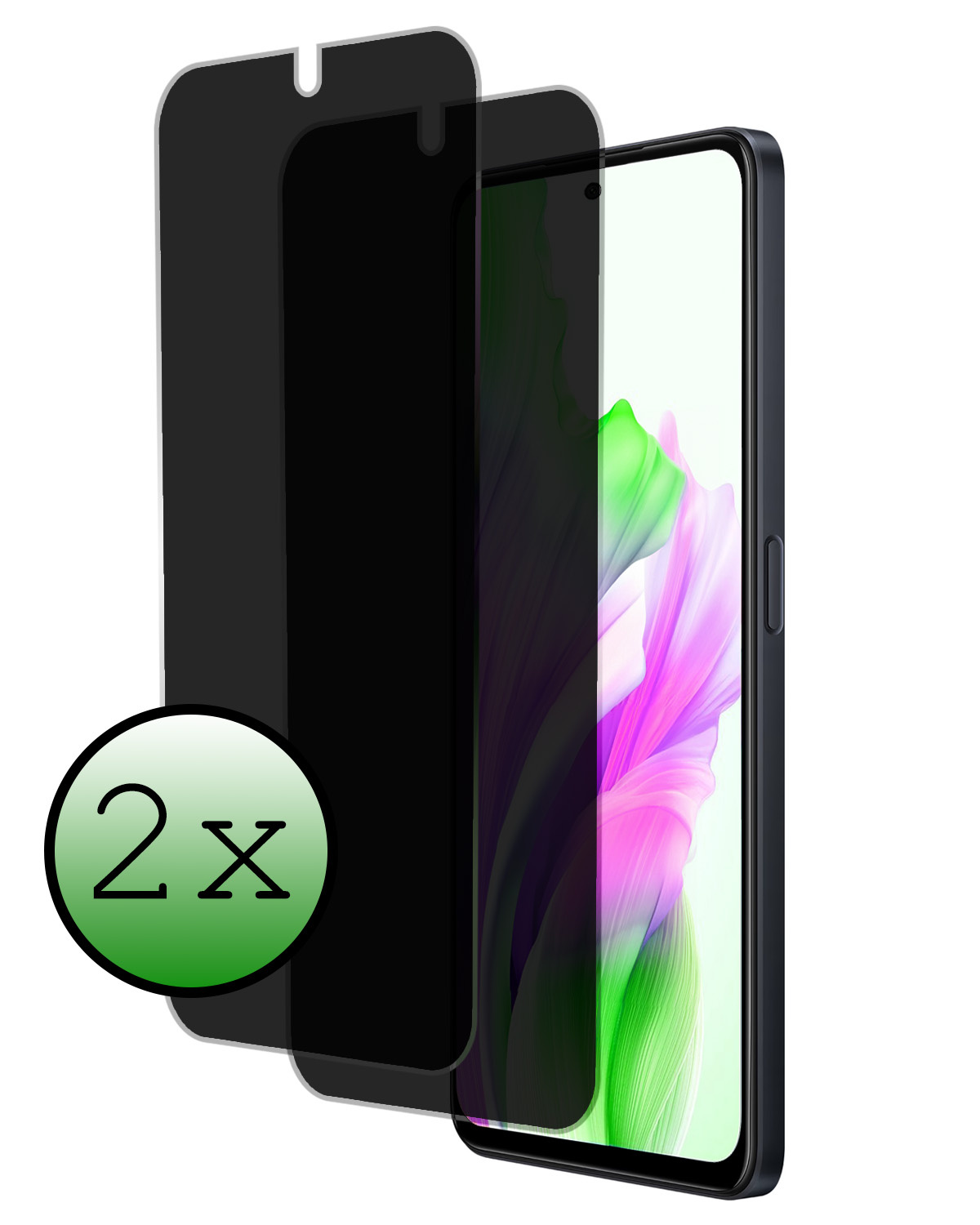 BASEY. Screenprotector Geschikt voor OPPO A98 Screenprotector Privacy Beschermglas - Screenprotector Geschikt voor OPPO A98 Screen Protector Full Screen Privacy - 2 Stuks