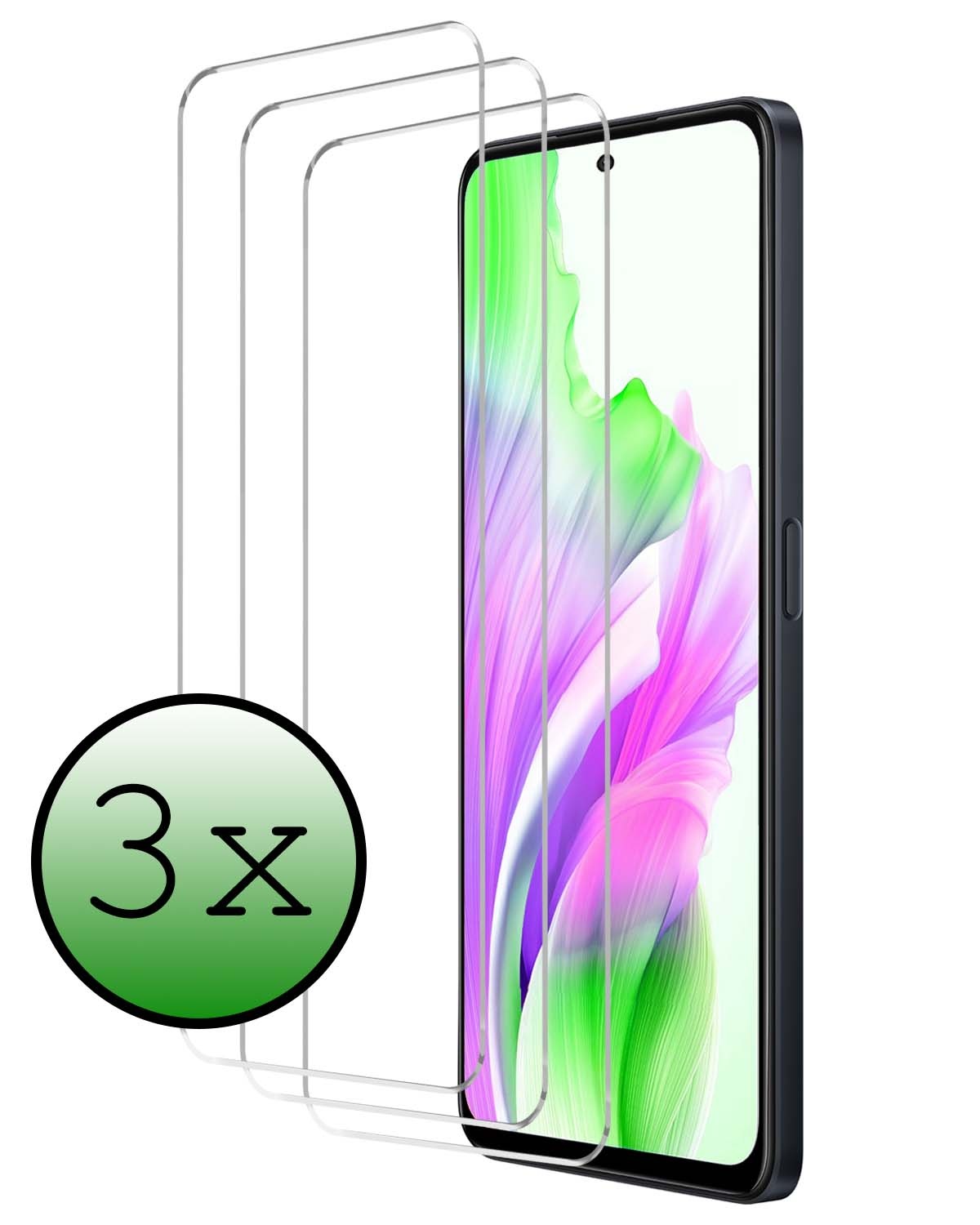 BASEY. Screenprotector Geschikt voor OPPO A98 Screenprotector Tempered Glass - Screenprotector Geschikt voor OPPO A98 Beschermglas Screen Protector Glas - 3 Stuks