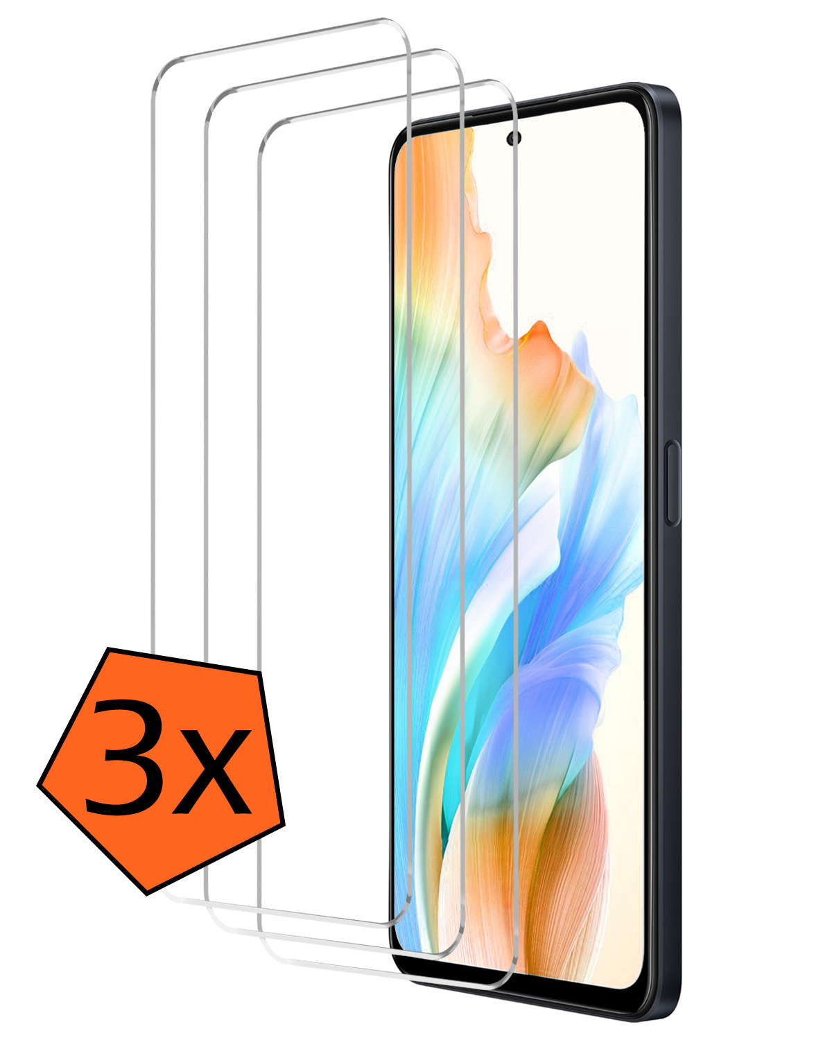 Nomfy Screenprotector Geschikt voor OPPO A58 Screenprotector Bescherm Glas Tempered Glass - Screenprotector Geschikt voor OPPO A58 Screen Protector - 3 PACK