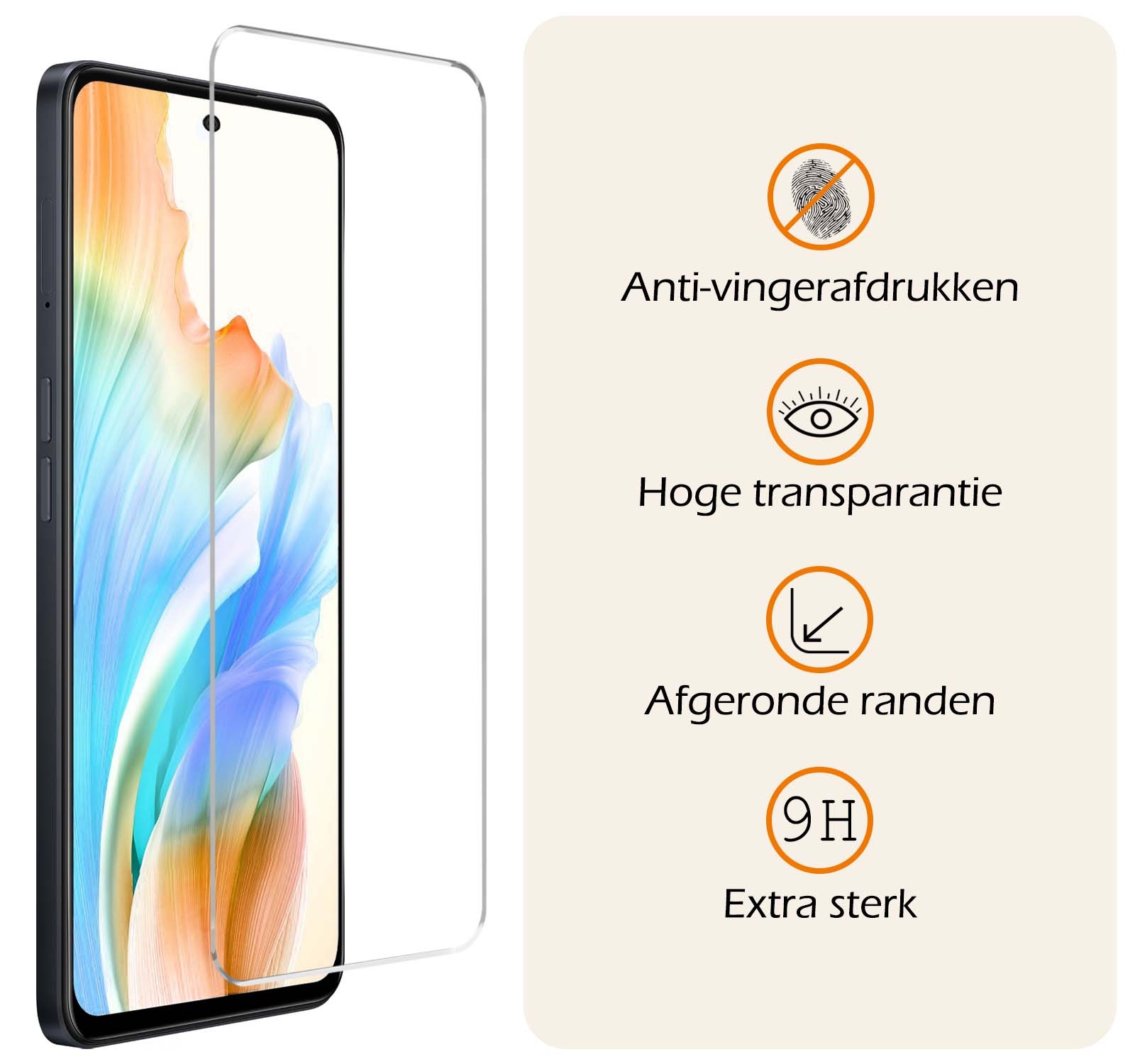 Nomfy Screenprotector Geschikt voor OPPO A58 Screenprotector Bescherm Glas Tempered Glass - Screenprotector Geschikt voor OPPO A58 Screen Protector - 3 PACK