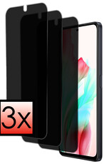 NoXx Screenprotector Geschikt voor OPPO A58 Screenprotector Privacy Tempered Glass Gehard Glas Display Cover - 3x