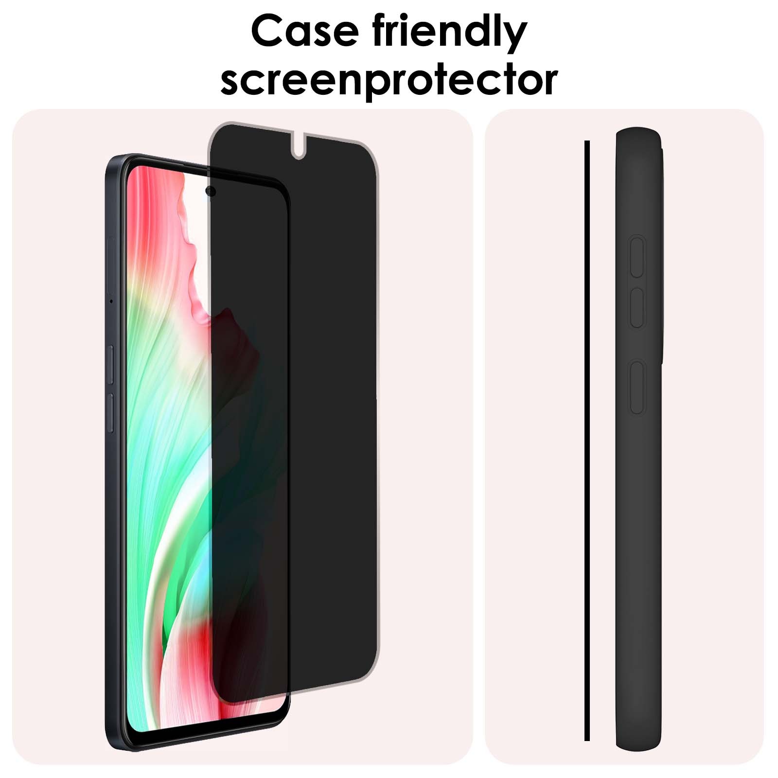 NoXx Screenprotector Geschikt voor OPPO A58 Screenprotector Privacy Tempered Glass Gehard Glas Display Cover - 3x