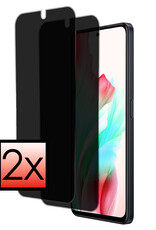 NoXx Screenprotector Geschikt voor OPPO A58 Screenprotector Privacy Tempered Glass Gehard Glas Display Cover - 2x