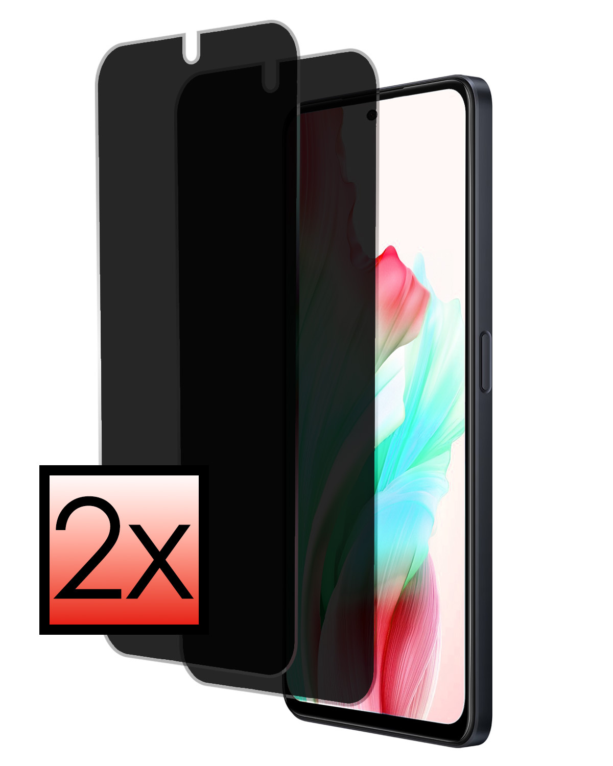 NoXx Screenprotector Geschikt voor OPPO A58 Screenprotector Privacy Tempered Glass Gehard Glas Display Cover - 2x