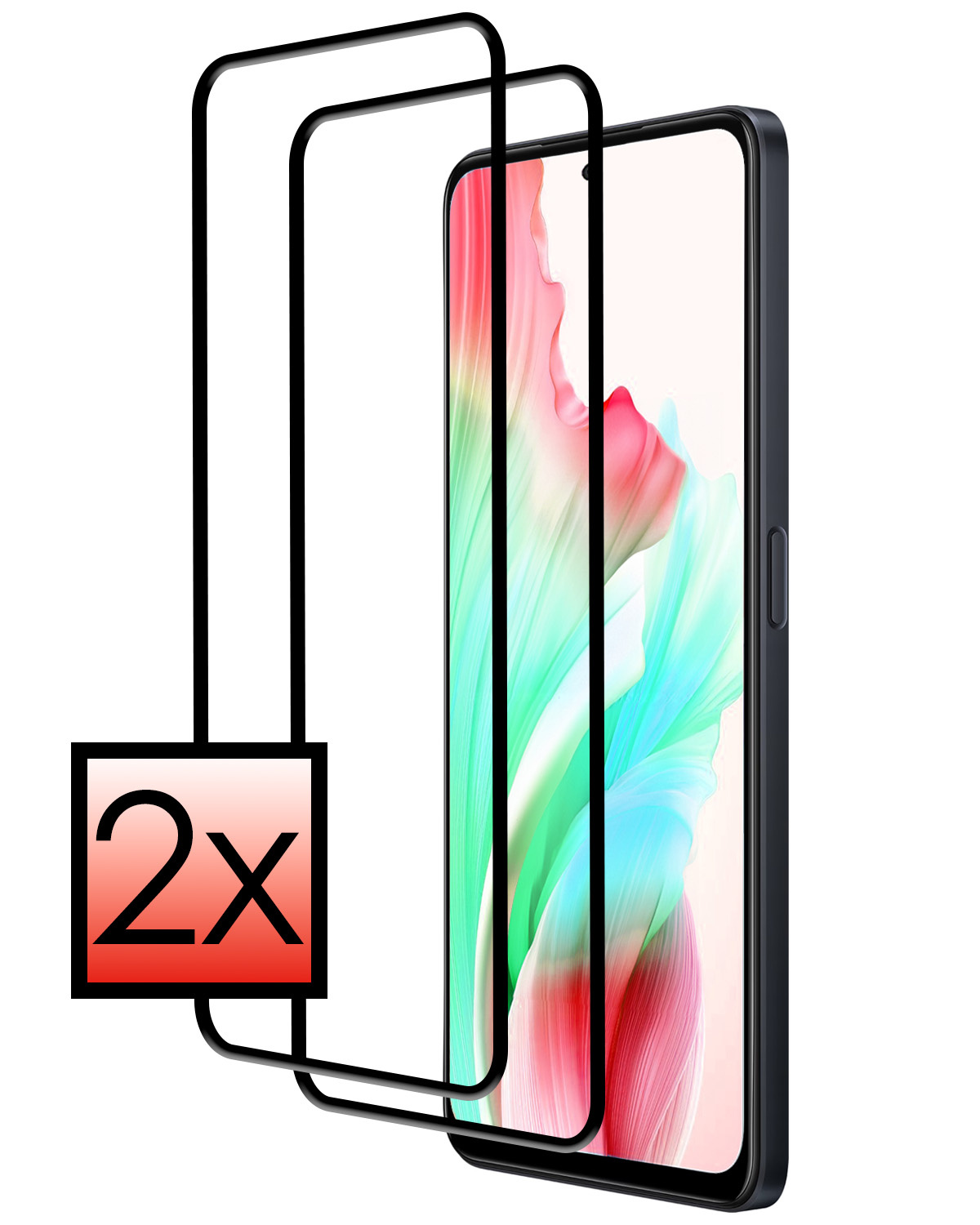 NoXx Screenprotector Geschikt voor OPPO A58 Screenprotector Tempered Glass Gehard Glas Full Cover - 2x