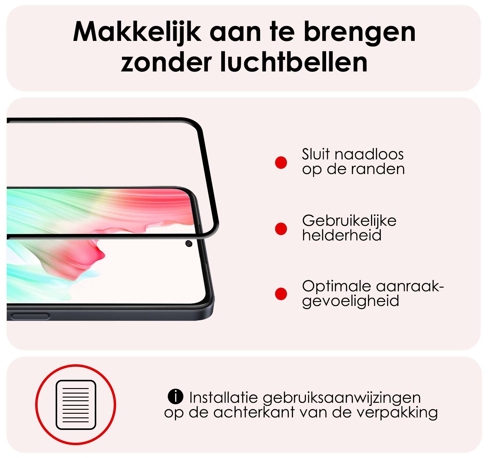 NoXx Screenprotector Geschikt voor OPPO A58 Screenprotector Tempered Glass Gehard Glas Full Cover