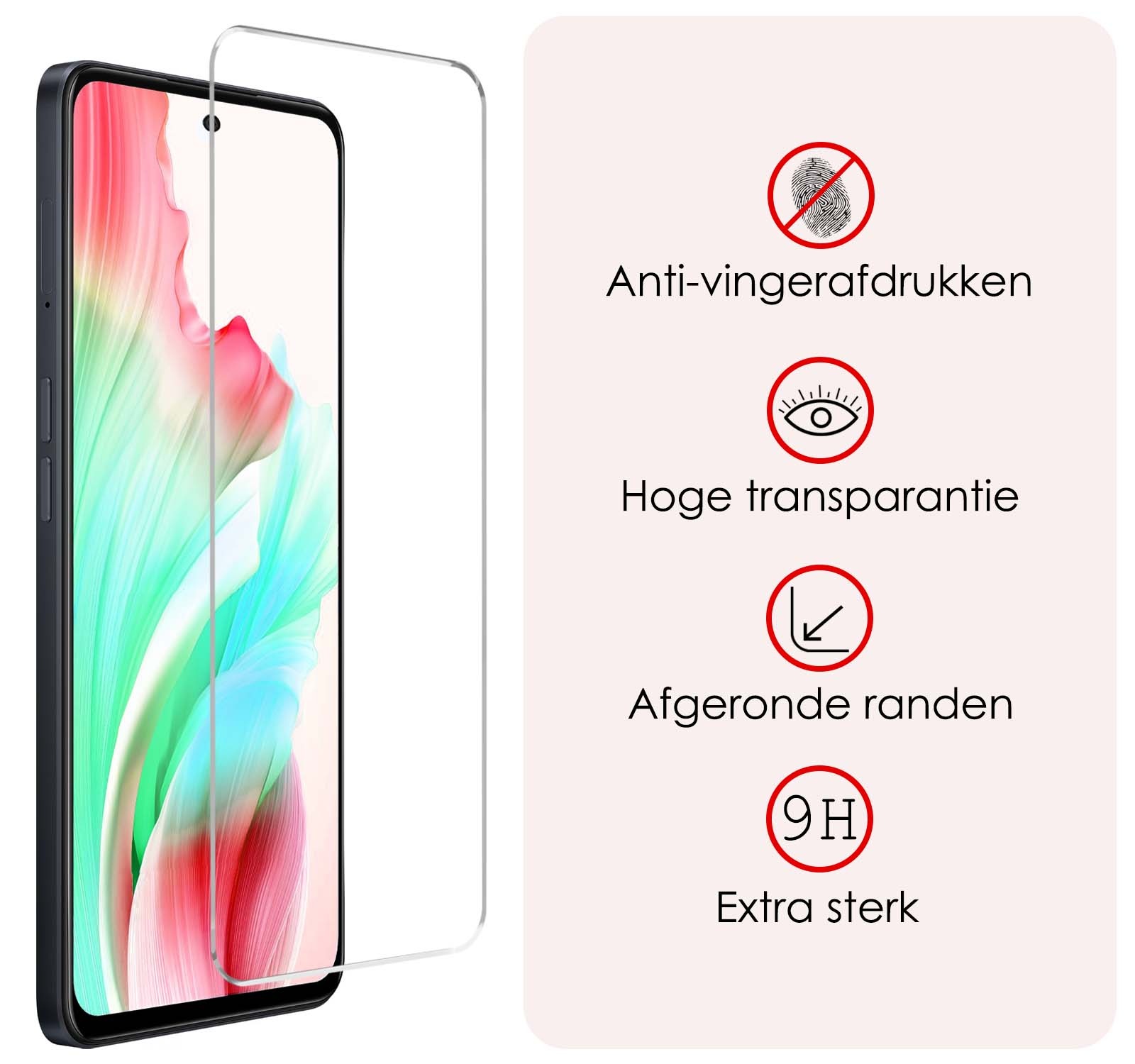 NoXx Screenprotector Geschikt voor OPPO A58 Screenprotector Tempered Glass Gehard Glas Beschermglas - 3x