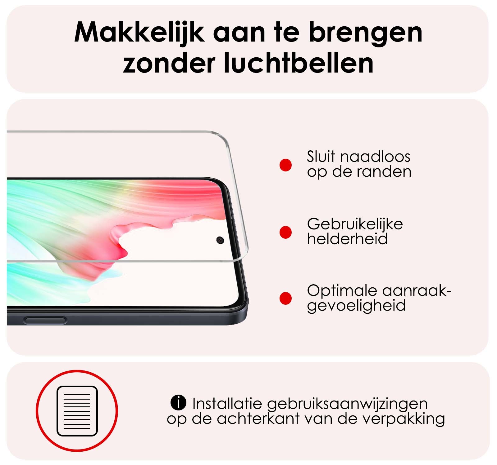 NoXx Screenprotector Geschikt voor OPPO A58 Screenprotector Tempered Glass Gehard Glas Beschermglas