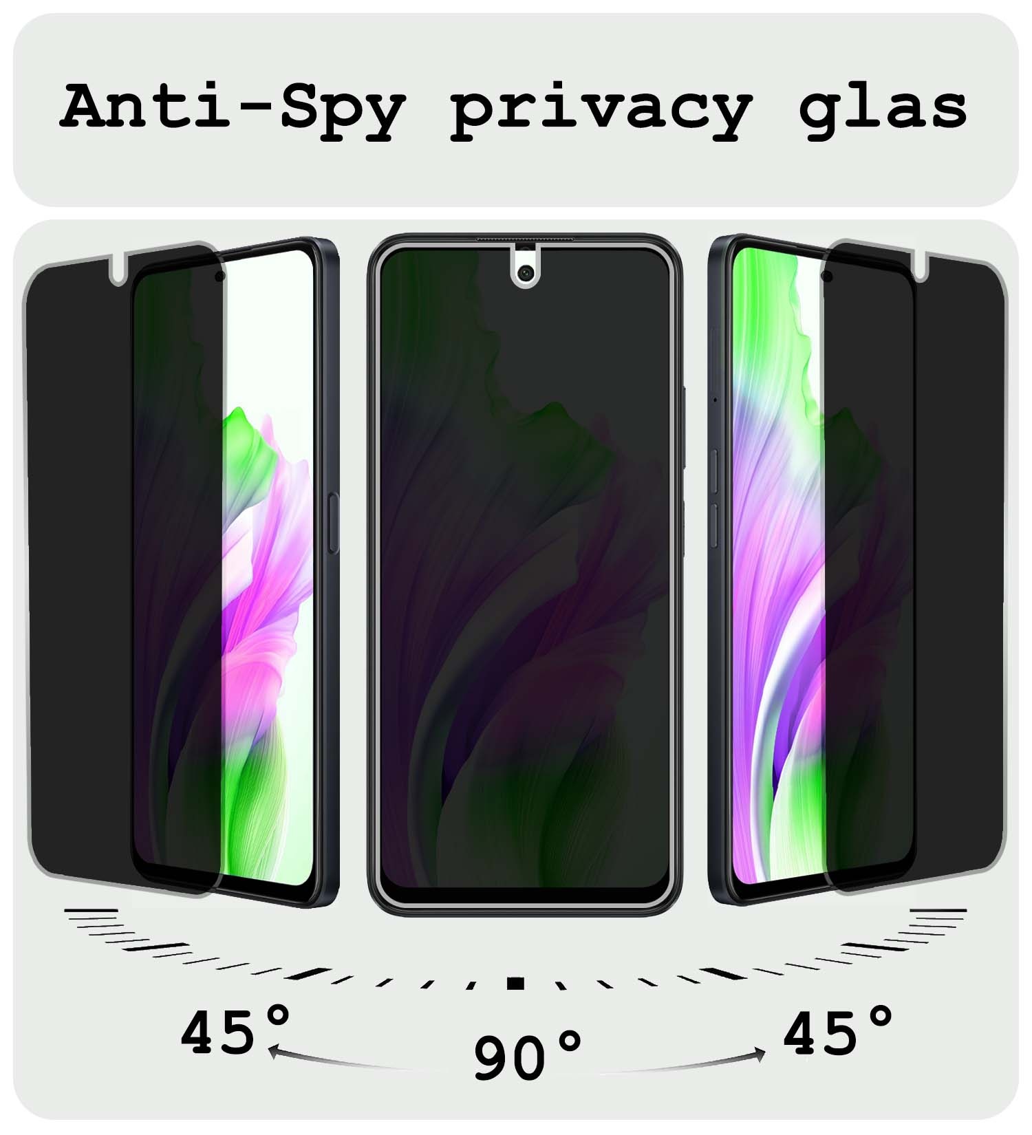 BASEY. Screenprotector Geschikt voor OPPO A58 Screenprotector Privacy Beschermglas - Screenprotector Geschikt voor OPPO A58 Screen Protector Full Screen Privacy - 3 Stuks