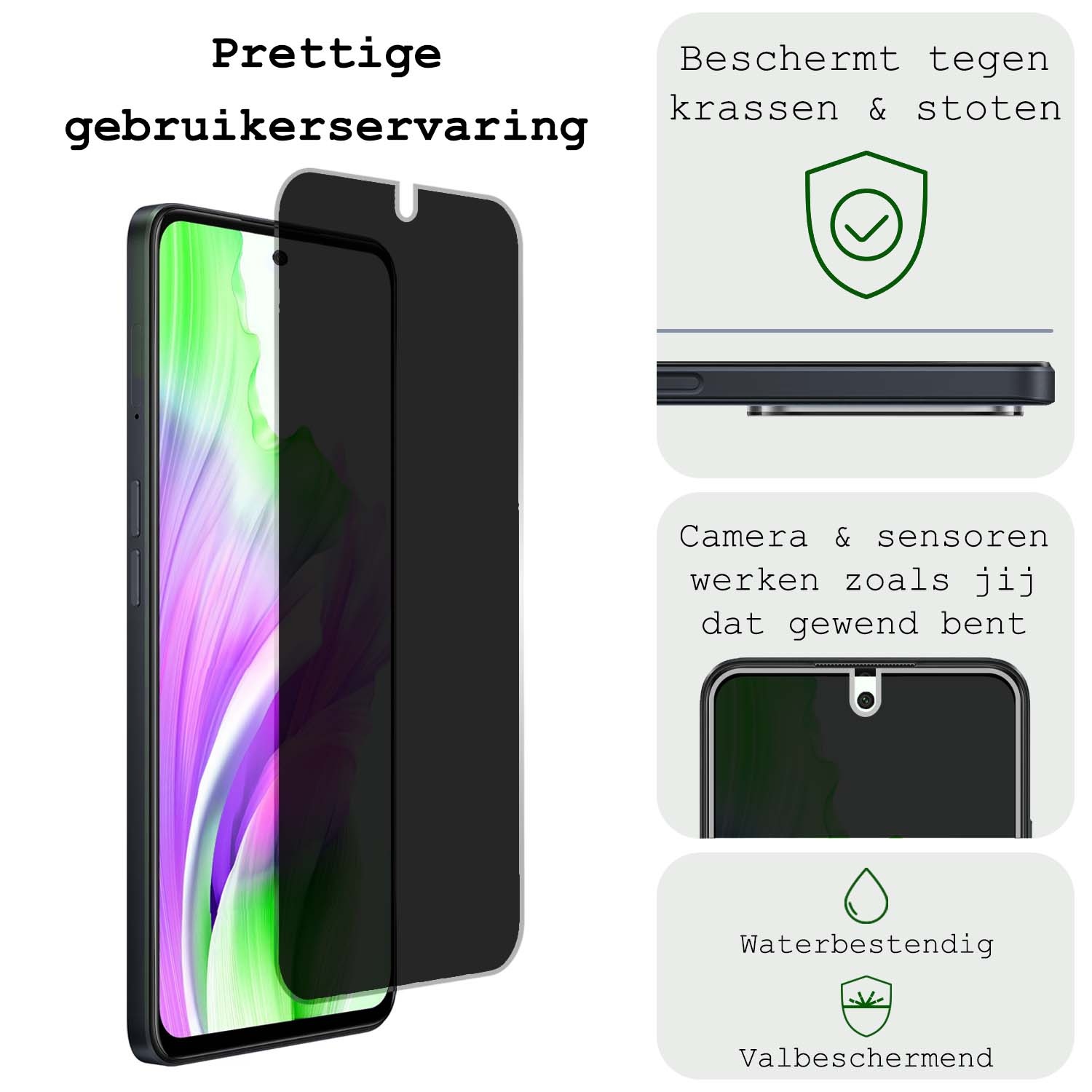 BASEY. Screenprotector Geschikt voor OPPO A58 Screenprotector Privacy Beschermglas - Screenprotector Geschikt voor OPPO A58 Screen Protector Full Screen Privacy