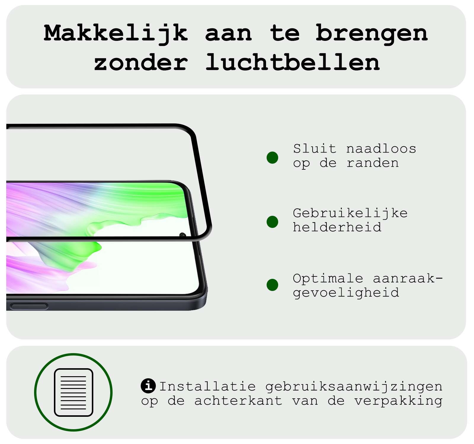 BASEY. Screenprotector Geschikt voor OPPO A58 Screenprotector Beschermglas Full Cover - Screenprotector Geschikt voor OPPO A58 Screen Protector Full Cover - 3 Stuks