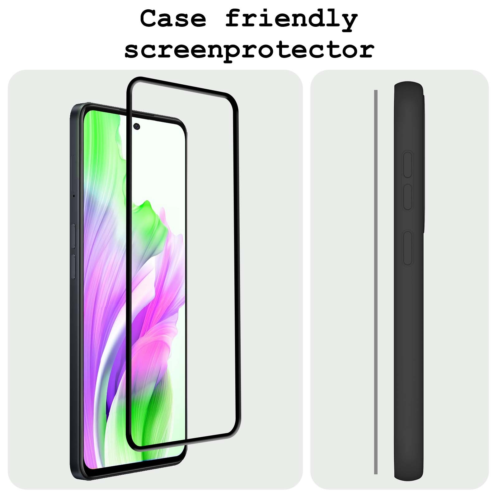 BASEY. Screenprotector Geschikt voor OPPO A58 Screenprotector Beschermglas Full Cover - Screenprotector Geschikt voor OPPO A58 Screen Protector Full Cover - 3 Stuks