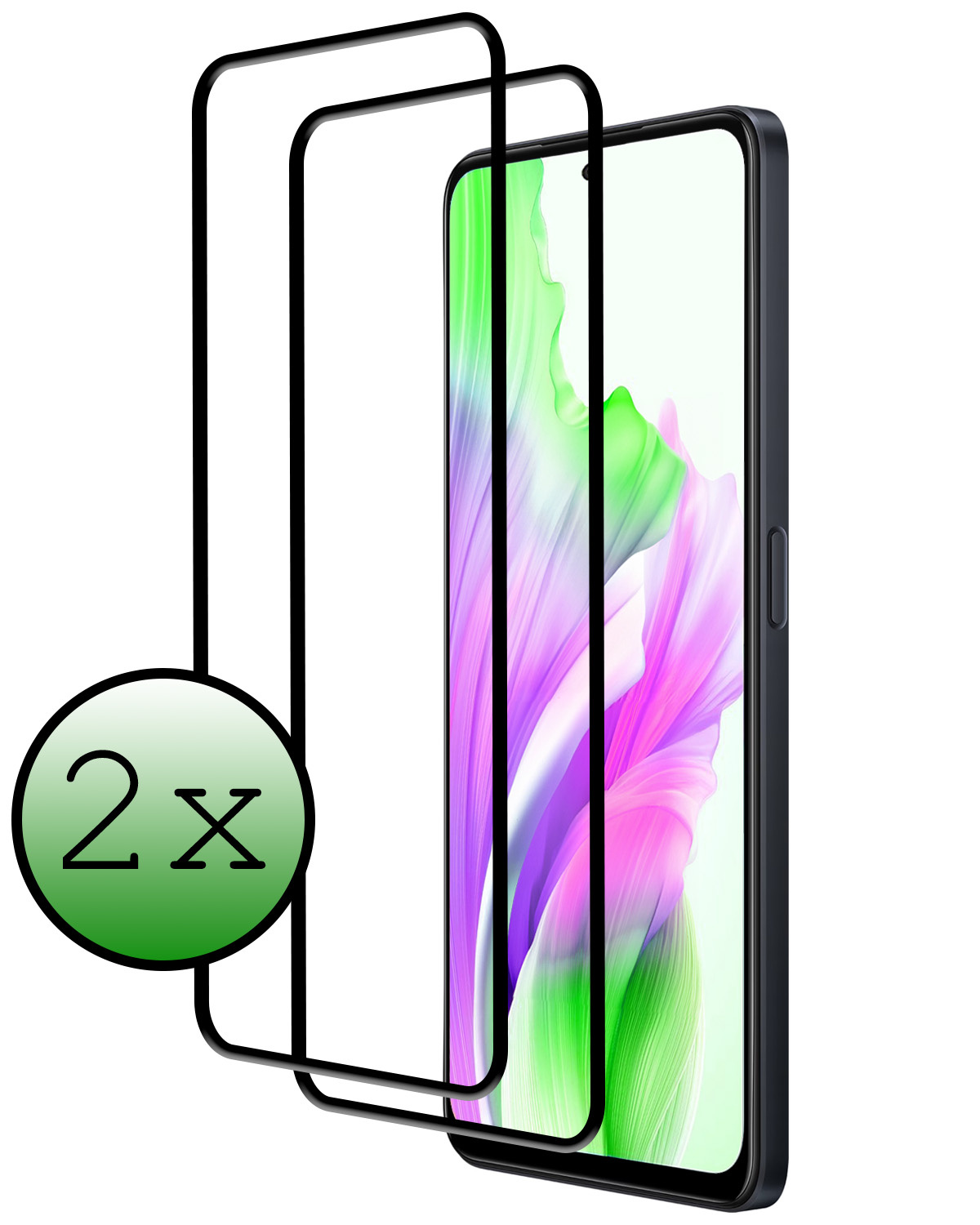BASEY. Screenprotector Geschikt voor OPPO A58 Screenprotector Beschermglas Full Cover - Screenprotector Geschikt voor OPPO A58 Screen Protector Full Cover - 2 Stuks