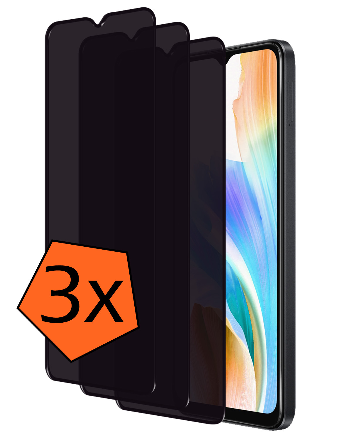 Nomfy Screenprotector Geschikt voor OPPO A38 Screenprotector Privacy Bescherm Glas - Screenprotector Geschikt voor OPPO A38 Privacy Screenprotector Tempered Glass - 3 PACK
