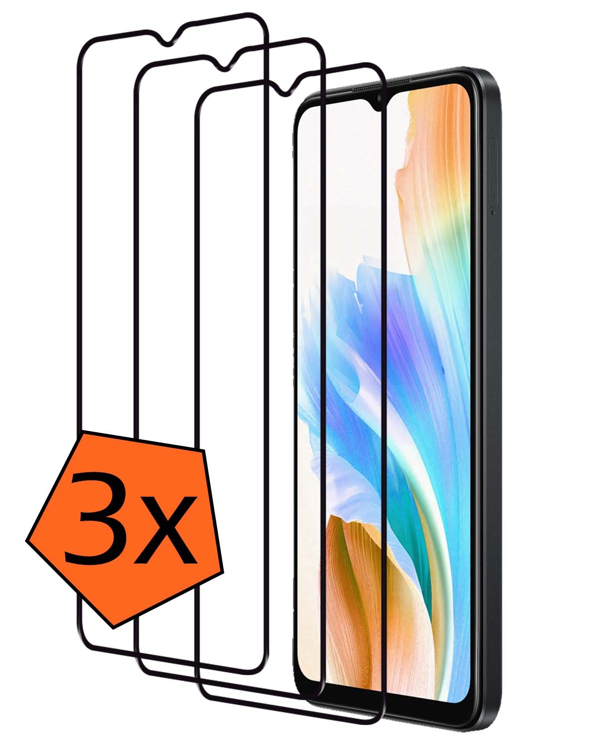 Nomfy Screenprotector Geschikt voor OPPO A38 Screenprotector Bescherm Glas - Screenprotector Geschikt voor OPPO A38 Screen Protector Tempered Glass Full Screen Full Cover - 3 PACK