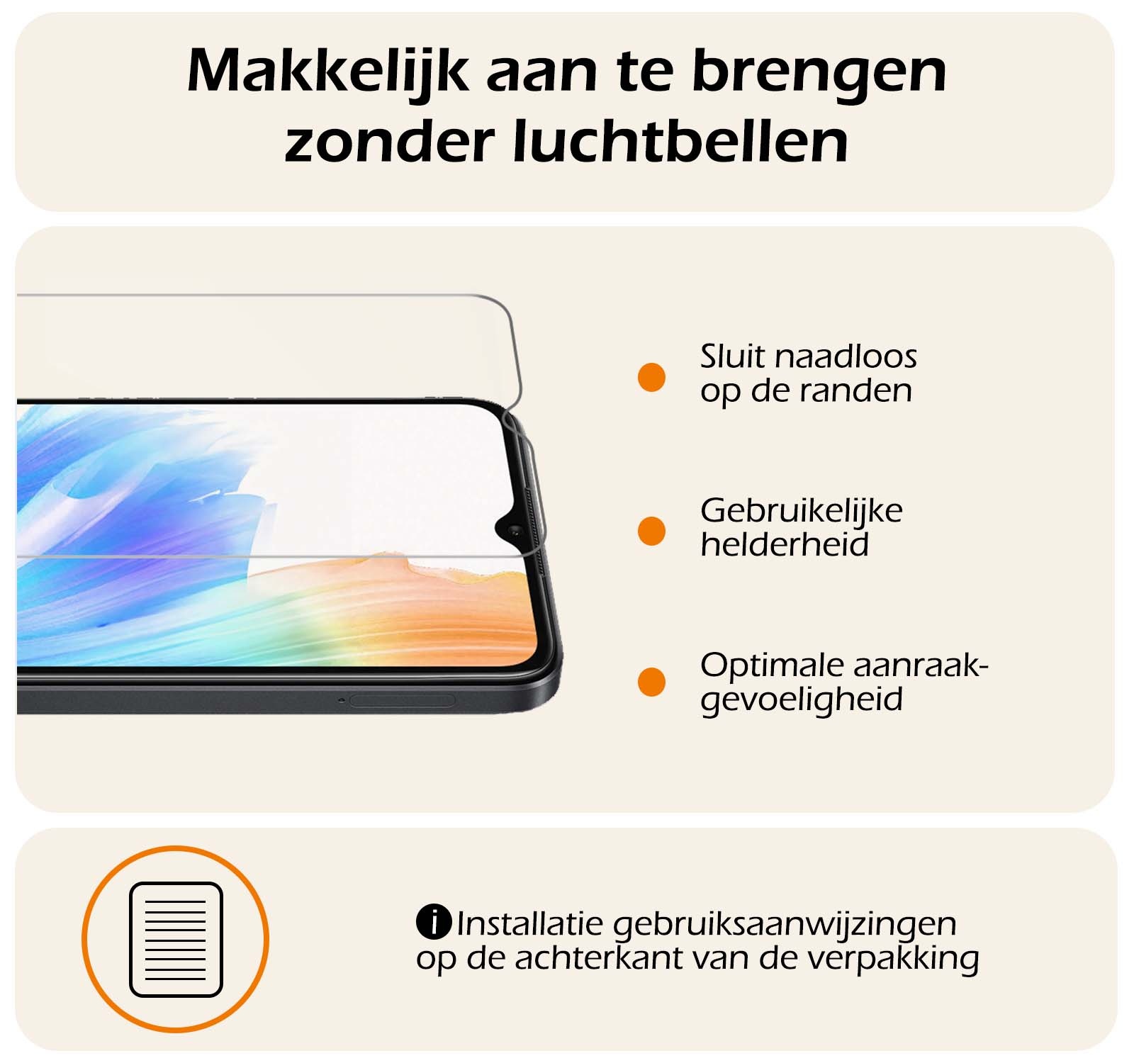 Nomfy Screenprotector Geschikt voor OPPO A38 Screenprotector Bescherm Glas Tempered Glass - Screenprotector Geschikt voor OPPO A38 Screen Protector