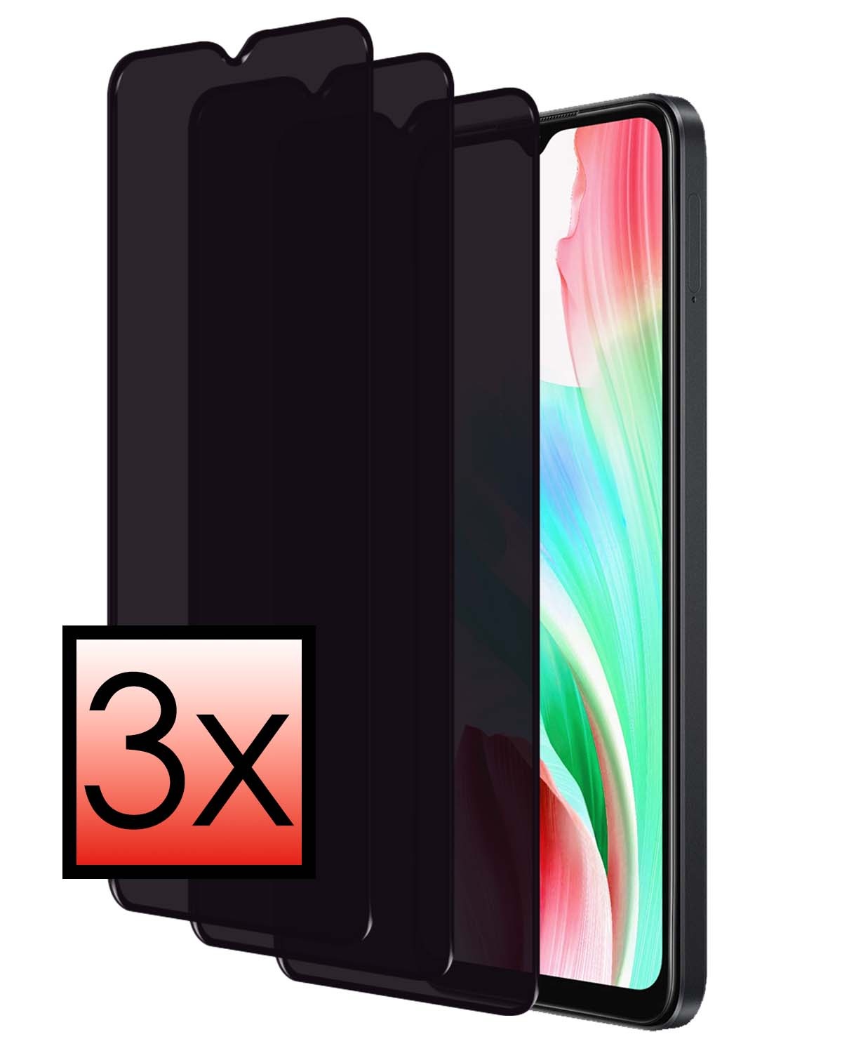 NoXx Screenprotector Geschikt voor OPPO A38 Screenprotector Privacy Tempered Glass Gehard Glas Display Cover - 3x