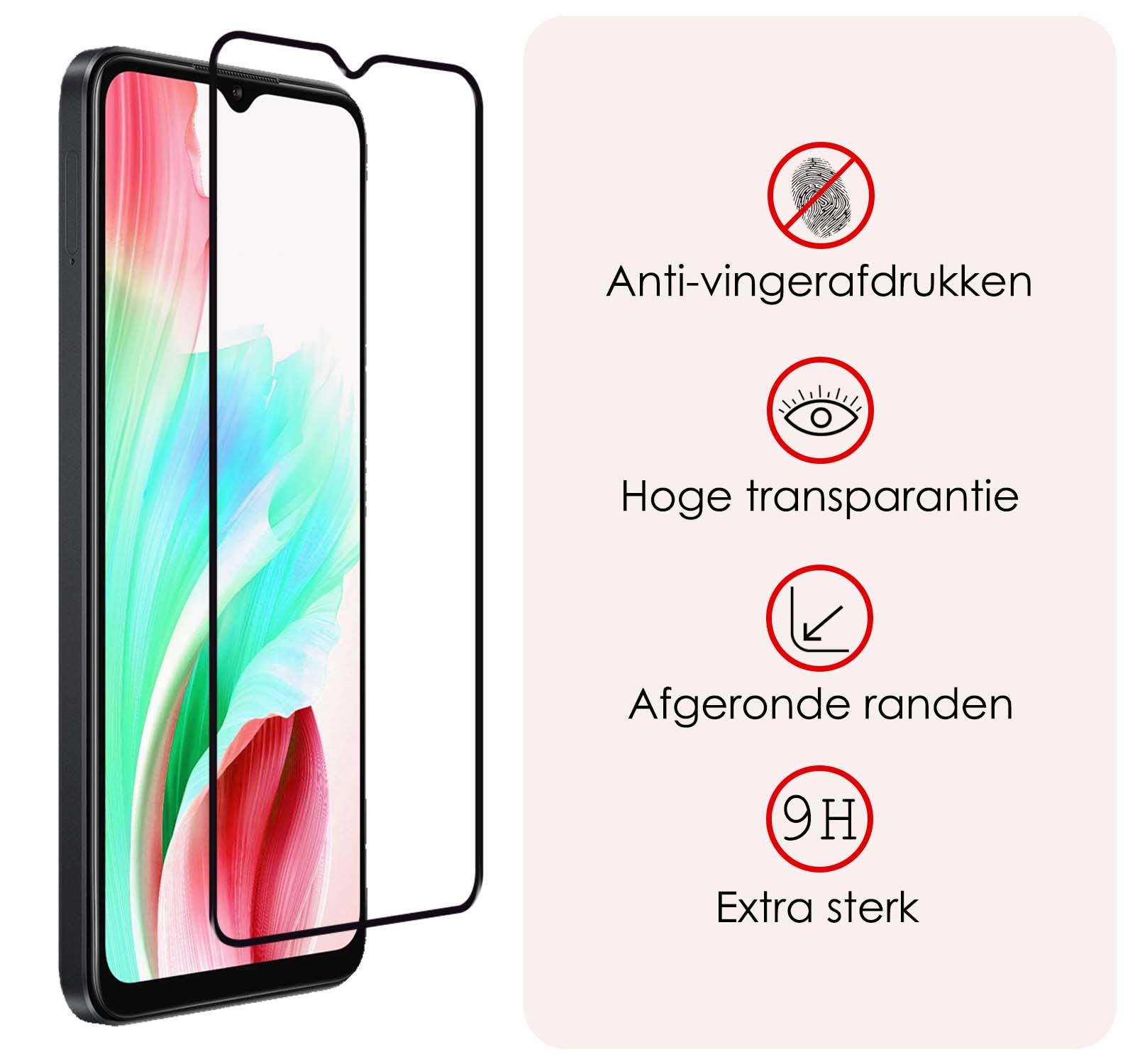 NoXx Screenprotector Geschikt voor OPPO A38 Screenprotector Tempered Glass Gehard Glas Full Cover - 2x