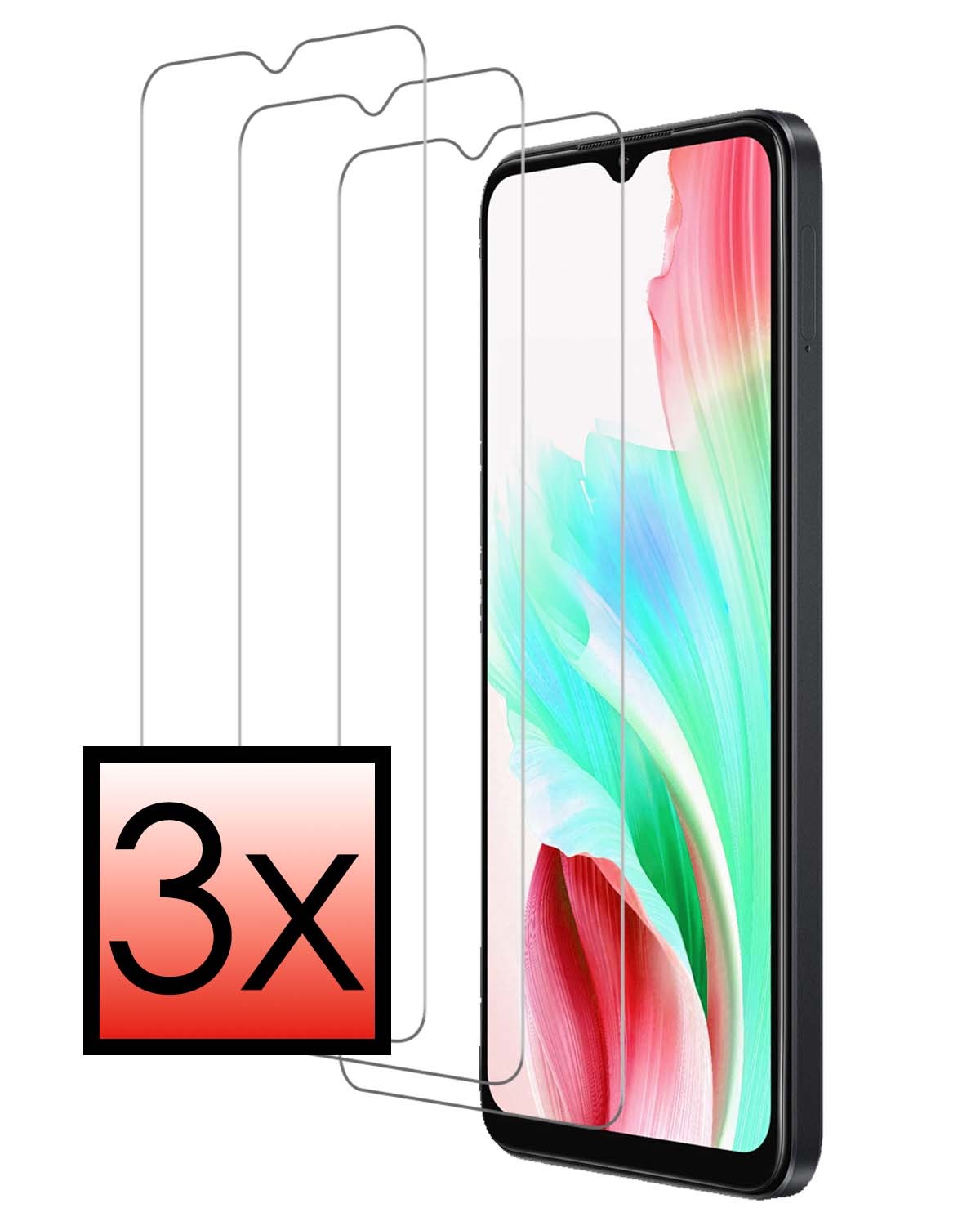NoXx Screenprotector Geschikt voor OPPO A38 Screenprotector Tempered Glass Gehard Glas Beschermglas - 3x