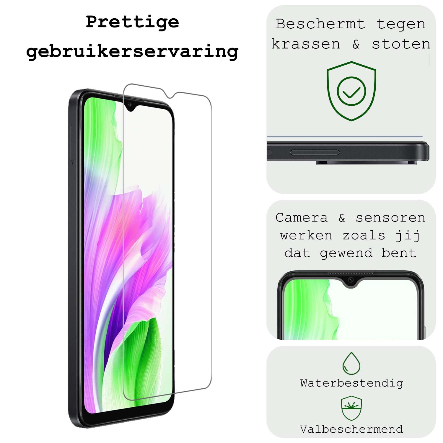 BASEY. Hoes Geschikt voor OPPO A38 Hoesje Siliconen Back Cover Case Met 2x Screenprotector - Hoesje Geschikt voor OPPO A38 Hoes Cover Hoesje - Zwart