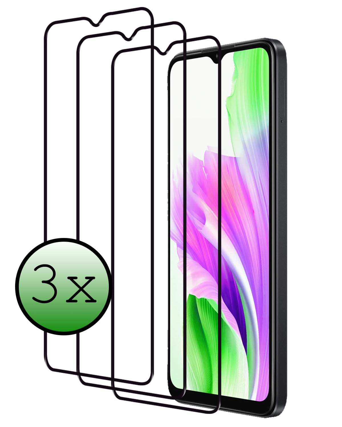 BASEY. Screenprotector Geschikt voor OPPO A38 Screenprotector Beschermglas Full Cover - Screenprotector Geschikt voor OPPO A38 Screen Protector Full Cover - 3 Stuks