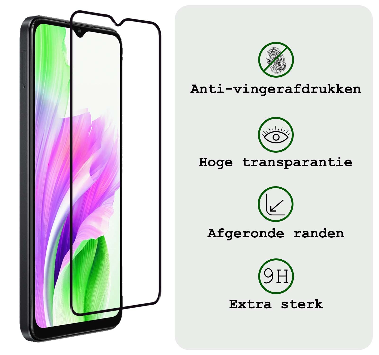 BASEY. Screenprotector Geschikt voor OPPO A38 Screenprotector Beschermglas Full Cover - Screenprotector Geschikt voor OPPO A38 Screen Protector Full Cover - 3 Stuks