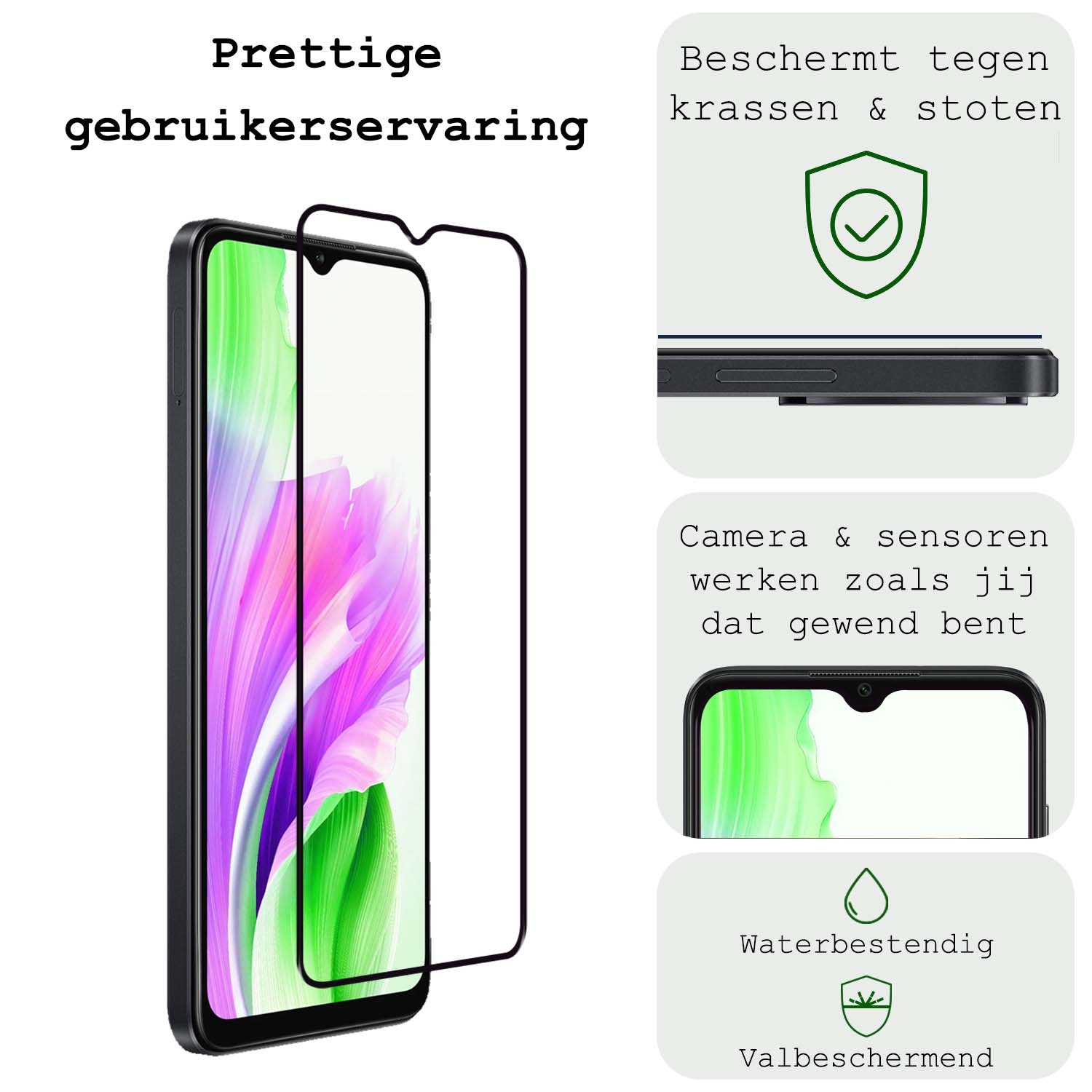 BASEY. Screenprotector Geschikt voor OPPO A38 Screenprotector Beschermglas Full Cover - Screenprotector Geschikt voor OPPO A38 Screen Protector Full Cover - 3 Stuks