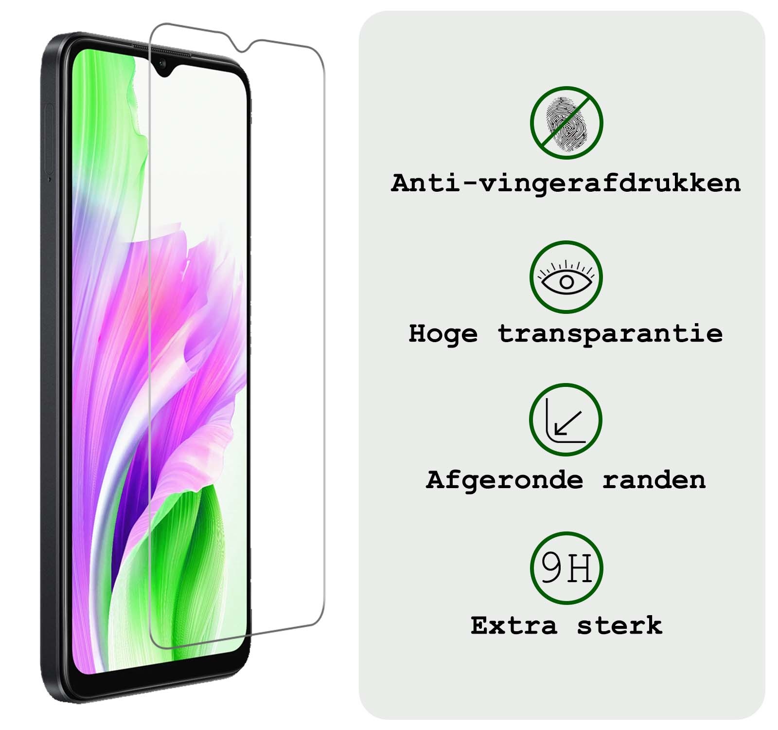 BASEY. Screenprotector Geschikt voor OPPO A38 Screenprotector Tempered Glass - Screenprotector Geschikt voor OPPO A38 Beschermglas Screen Protector Glas - 2 Stuks