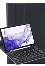 Nomfy Hoes Geschikt voor Samsung Galaxy Tab S9 FE Plus Hoes Toetsenbord Hoes Case Book Cover Hoesje - Hoesje Geschikt voor Samsung Tab S9 FE Plus Keyboard Hoes - Zwart
