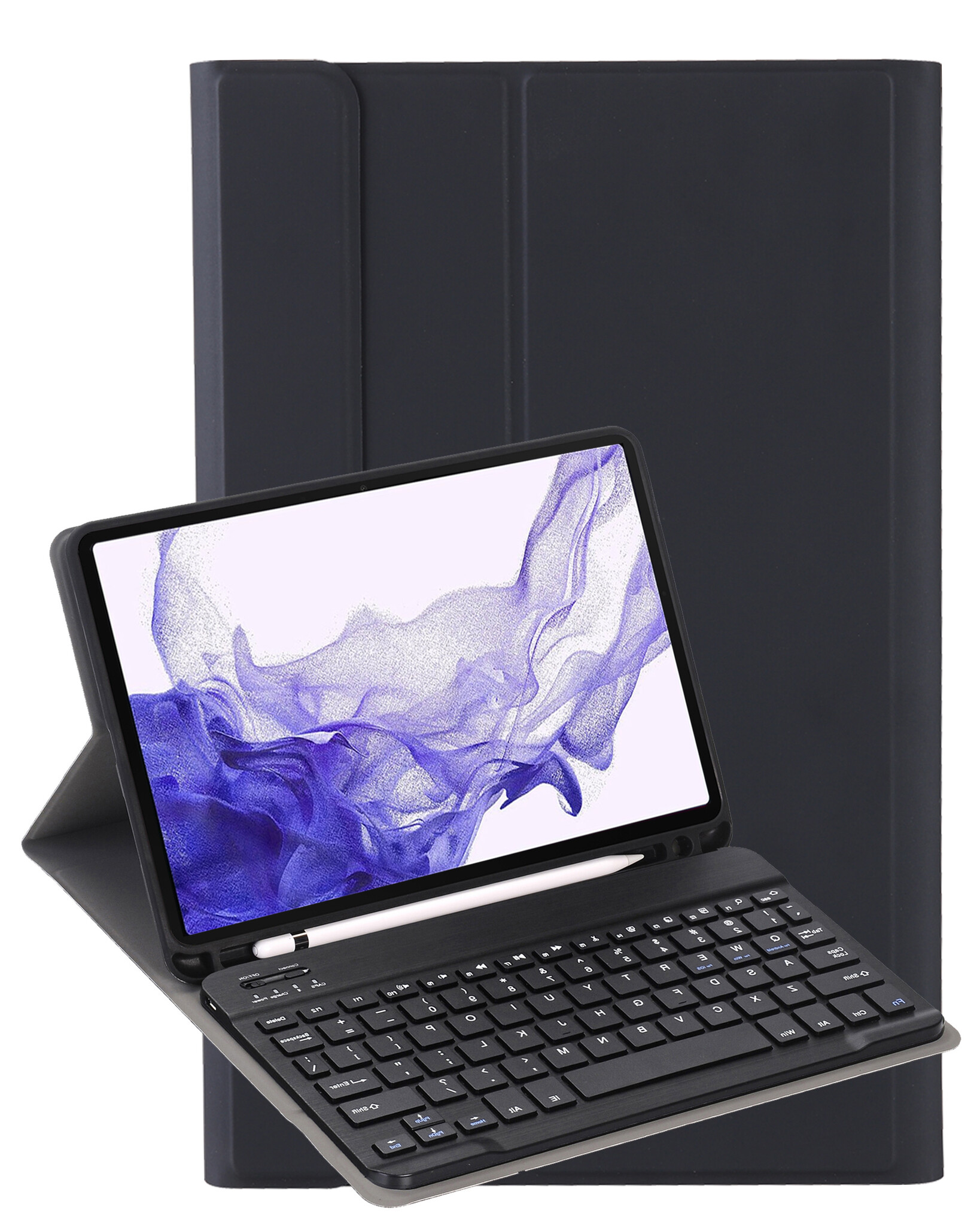 Nomfy Hoes Geschikt voor Samsung Galaxy Tab S9 FE Plus Hoes Toetsenbord Hoes Case Book Cover Hoesje - Hoesje Geschikt voor Samsung Tab S9 FE Plus Keyboard Hoes - Zwart